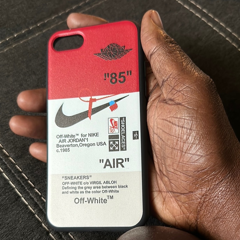 Off-White Red and White iPhone Case with Industrial Design
